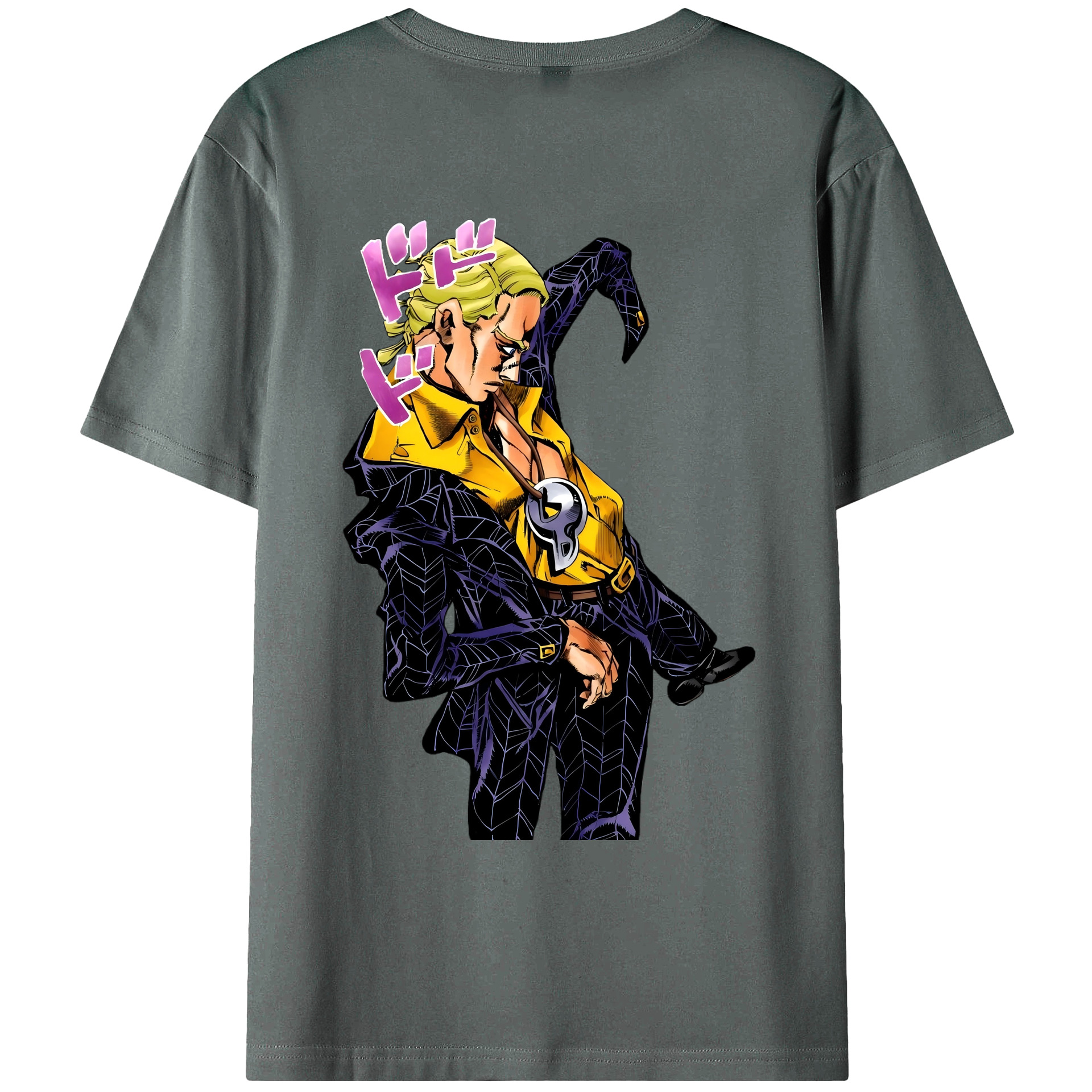 （画像用） ジョジョの奇妙な冒険 プロシュート JoJo's Bizarre Adventure Prosciutto 綿100％ メンズ半袖Tシャツ（バックプリント） 通気性